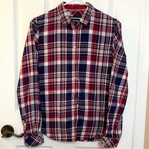 Saint James Women’s 100% Cotton Red and Blue Checkered Button Shirt